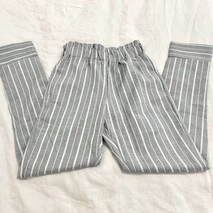 Zaful Pants Grey & White Striped Small